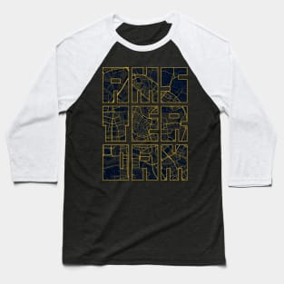 Amsterdam, Netherlands City Map Typography - Gold Art Deco Baseball T-Shirt